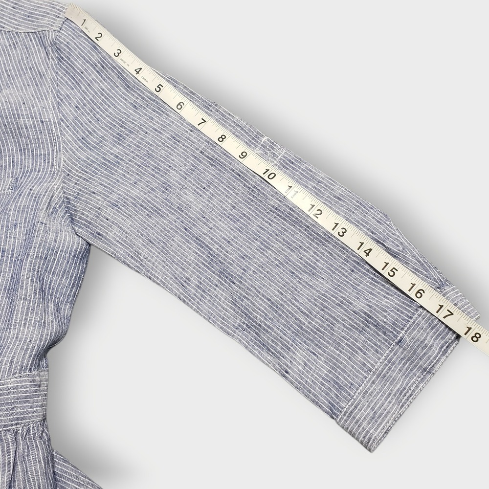 Malvin I Love Linen Blue White Striped Shirt Dress Womens Size M US 8 Pockets - Picture 11 of 13